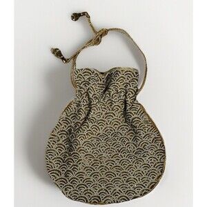 Gorgeous MUSADDILAL Hand Beaded Bag DrawString Purse white and gold- India